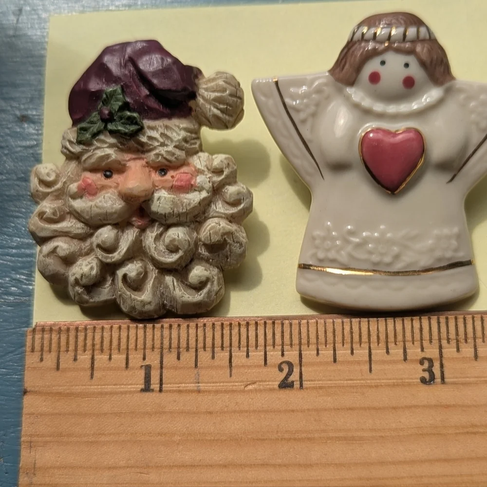🎄 Festive Pins Santa and Angel Holiday Decor Set Vintage 1970s